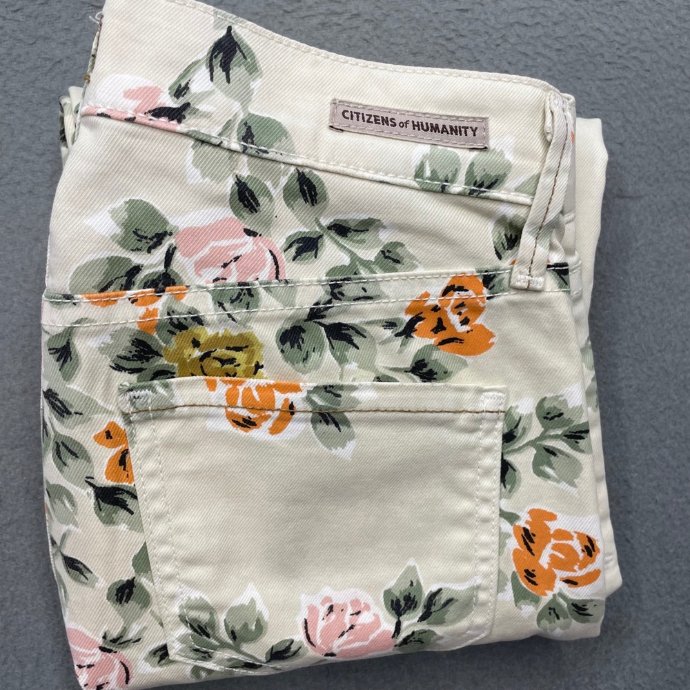 Citizens of Humanity Women Mandy Floral Jeans Cotton 24 Retro High Waist Slim
